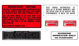 1982 CR480 Warning Decals