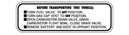 Before Transporting Decal