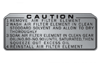 ST90 Air Filter Caution Decal