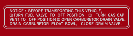 Z50 Mini Trail K3 warning decal
