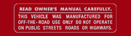 Z50 Mini Trail K3 warning decal