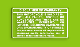 Kawasaki KX125 Warranty Disclaimer